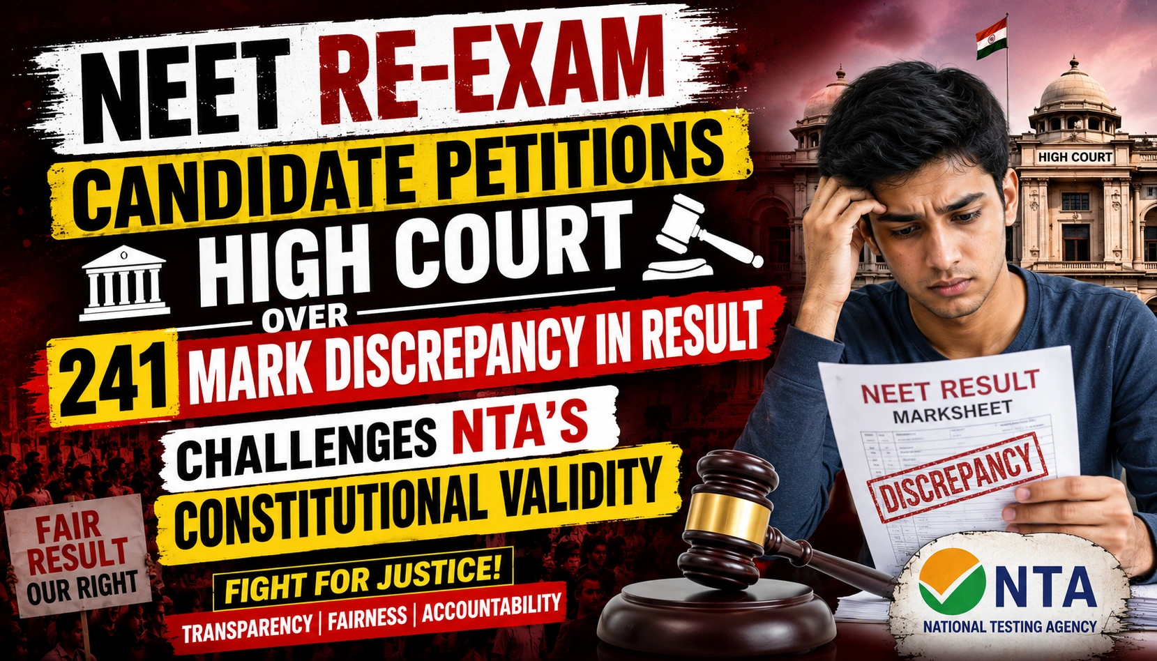 NEET Re-Exam-Candidate Petitions High Court Over 241 Mark Discrepancy in Result-Challenges NTA’s Constitutional Validity